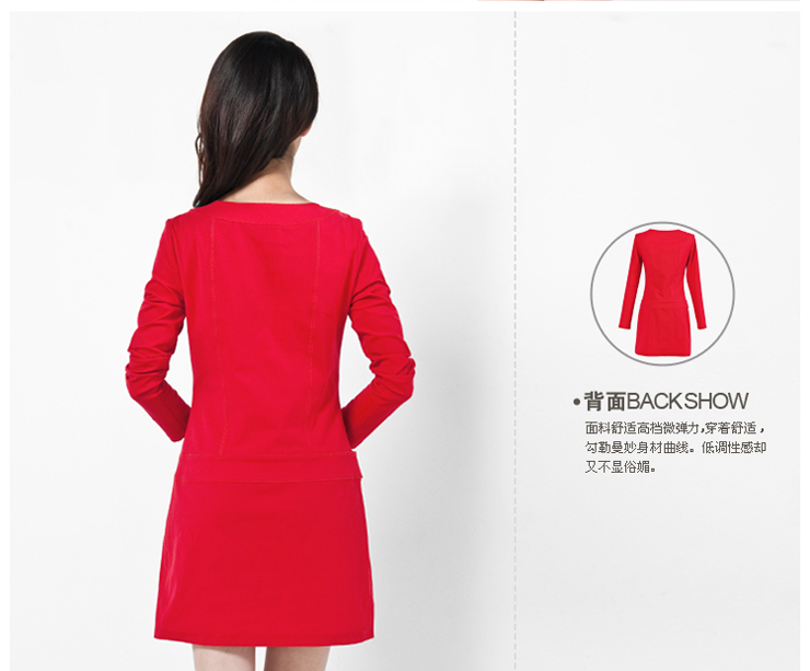 12秋冬装新款OL修身圆领长袖连衣裙 590008 在