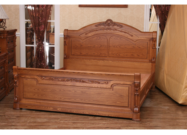 卡梅尔5002欧式温馨雕花双人床 古典床 木制家