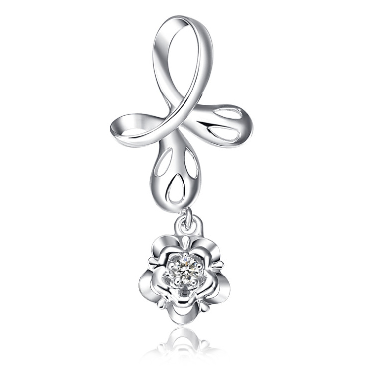 张万福 白金钻石吊坠18K金天然钻石项链吊坠