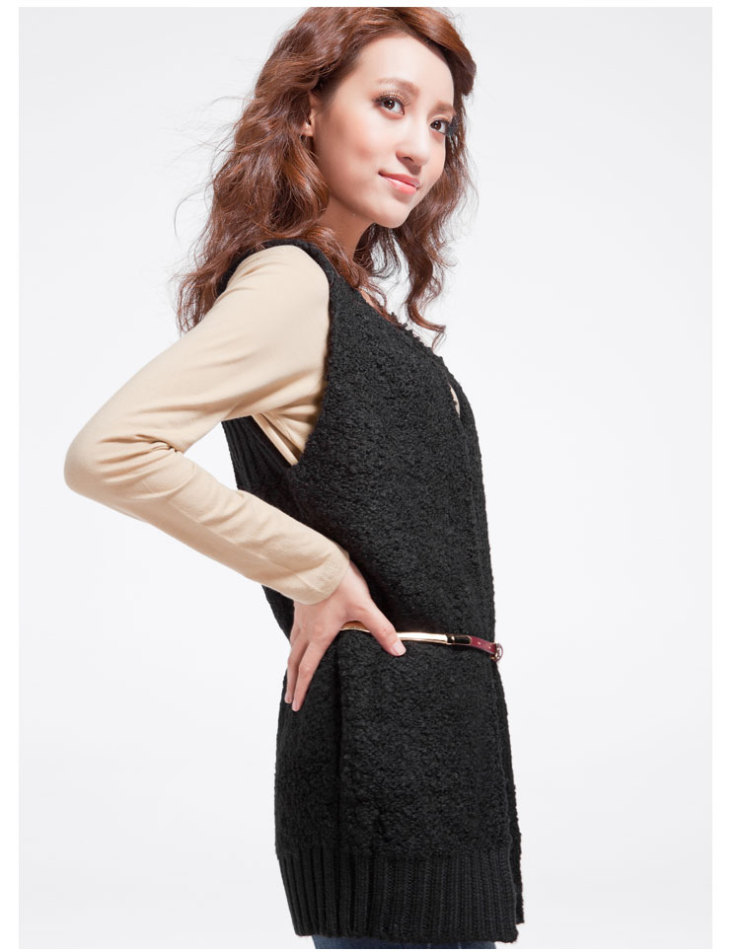 2013春秋太平鸟女装新款中<em>长款马甲拼接开衫</em>