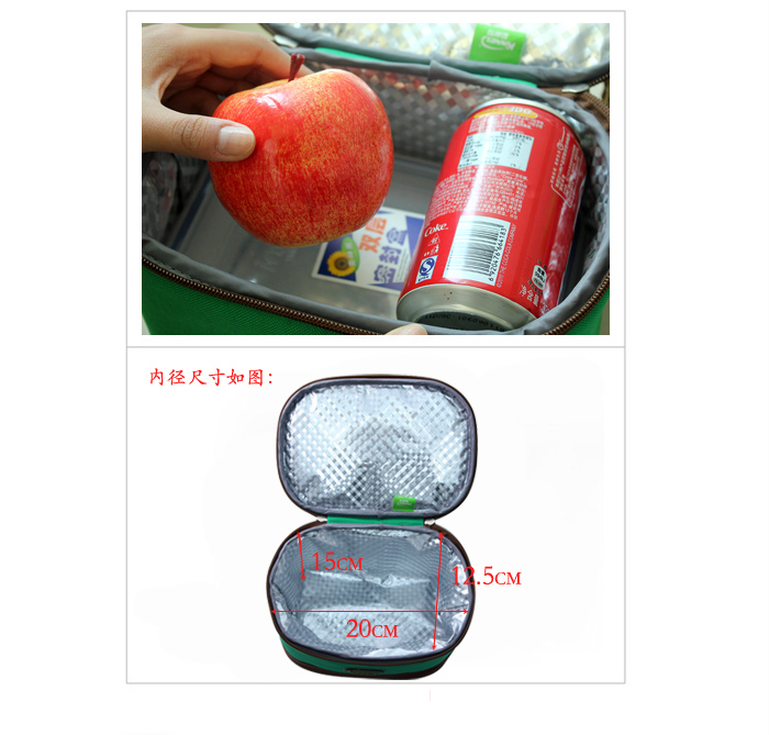 
                                        精耐特KINNET绿色格子手提加厚保温便当包饭盒袋保冰包 野餐午餐包 保鲜盒包厨房收纳 绿色 22*16*15cm                