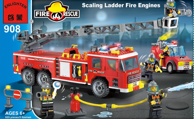 乐高式拼装玩具+消防-重型消防车
