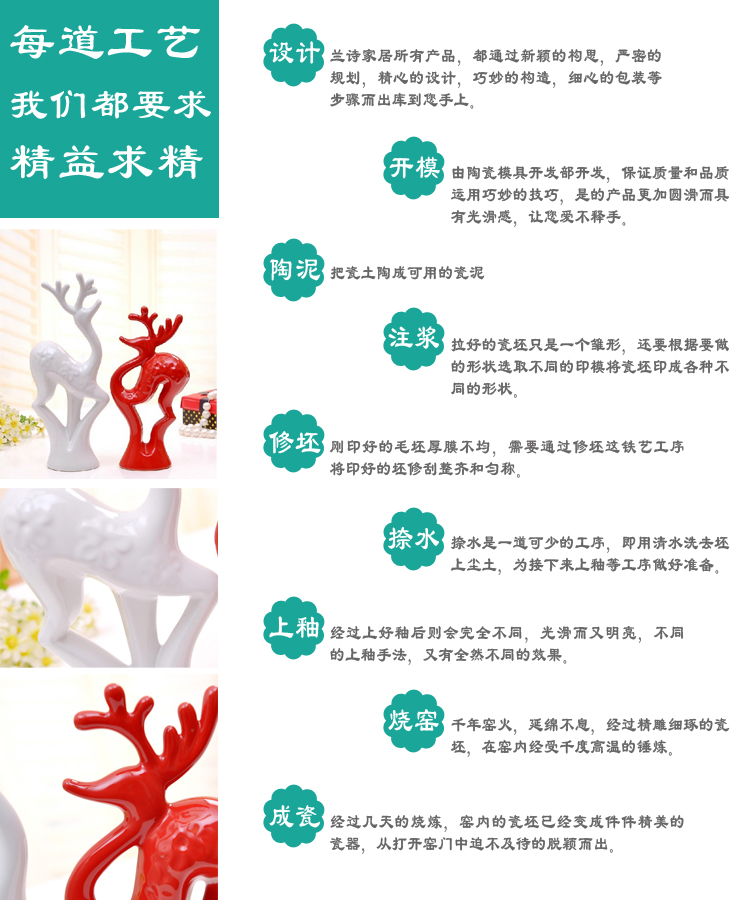 兰诗(Lautee) 情侣梅花鹿陶瓷工艺品摆件 家居装饰摆饰结婚礼品