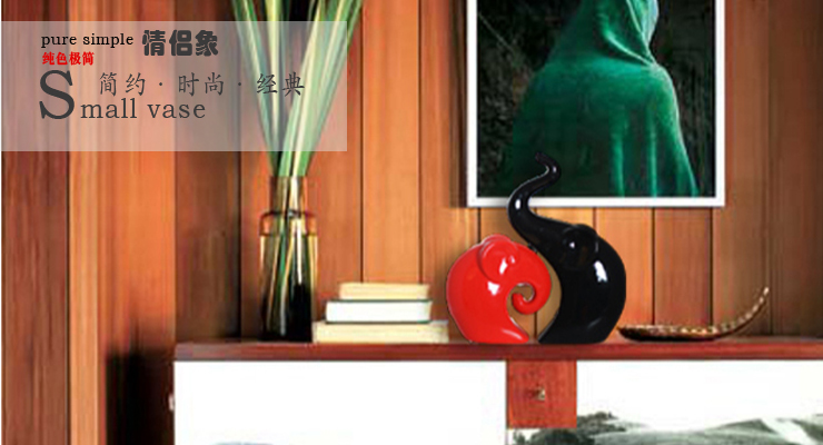 兰诗(Lautee) 情侣象陶瓷工艺品摆件 家居装饰摆饰结婚礼品