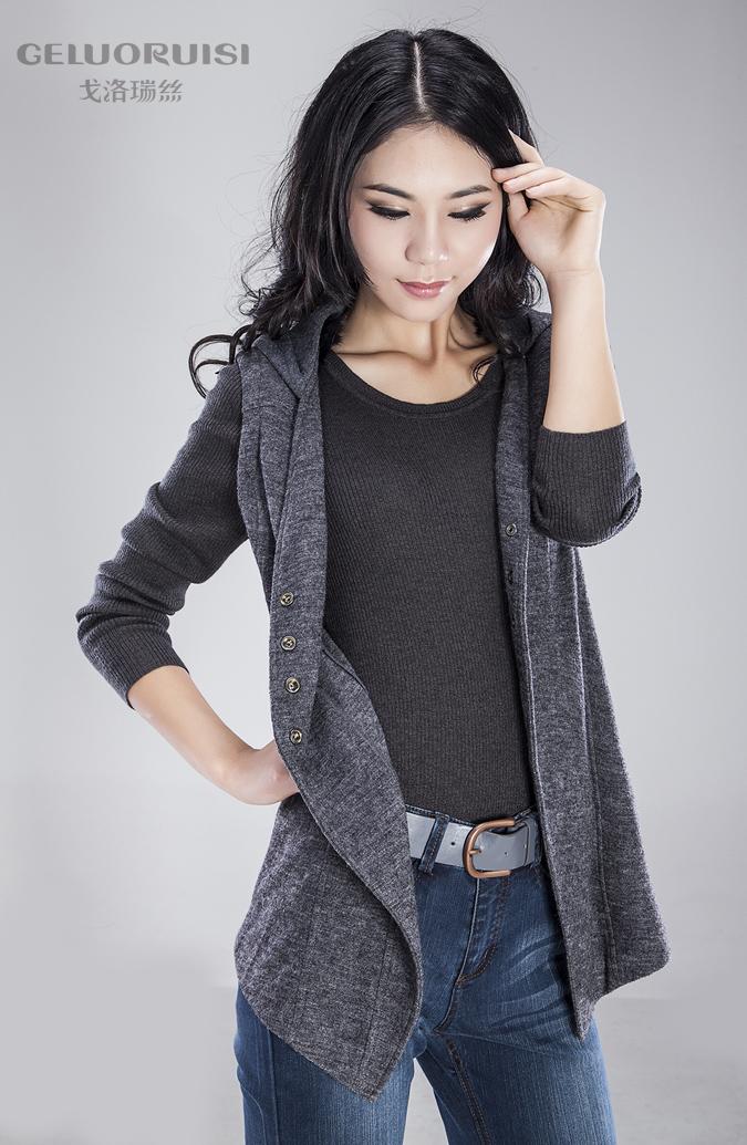 戈洛瑞丝女装上衣正品<em>修身</em>毛呢<em>女中长款马甲</em>外