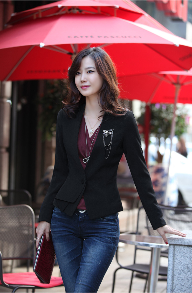 仙蝶莉 2014春装新款小西装职业装时尚修身OL套装套裙工作服女 银杏衬衣+粉色西装+裙子935 L