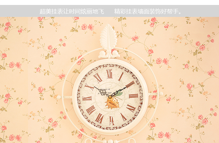 
                                        雅居坊（YAJUFANG） 欧式静音座钟客厅台钟创意钟表田园时尚复古坐钟时钟                