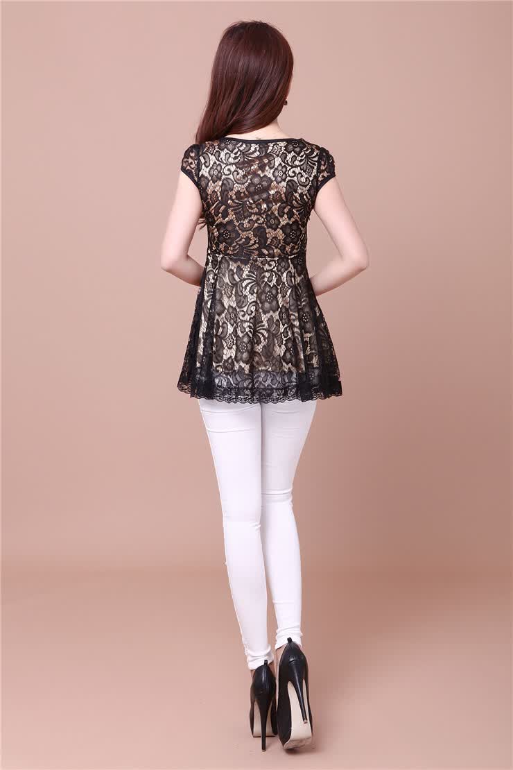 甜美蕾丝碎花短袖<em>衬衫女上衣</em>2013夏装新款ED