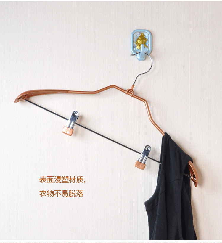 
                                        阿依妈妈 10只装  衣架 防滑衣架 浸塑衣架 带夹浸塑防滑衣架 蓝色                