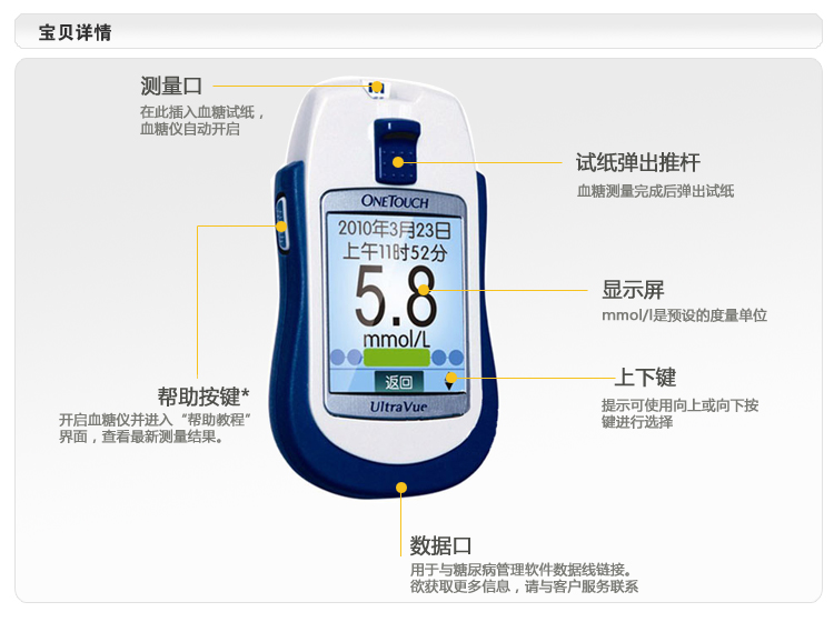 强生 稳豪倍优 血糖仪 超大屏幕 彩显屏估 送50