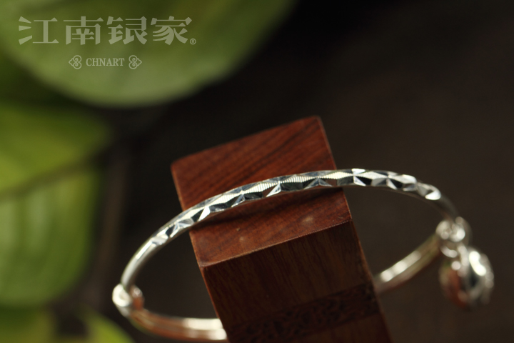 江南银家 990足银大花福铃婴儿纯银脚镯 铃铛