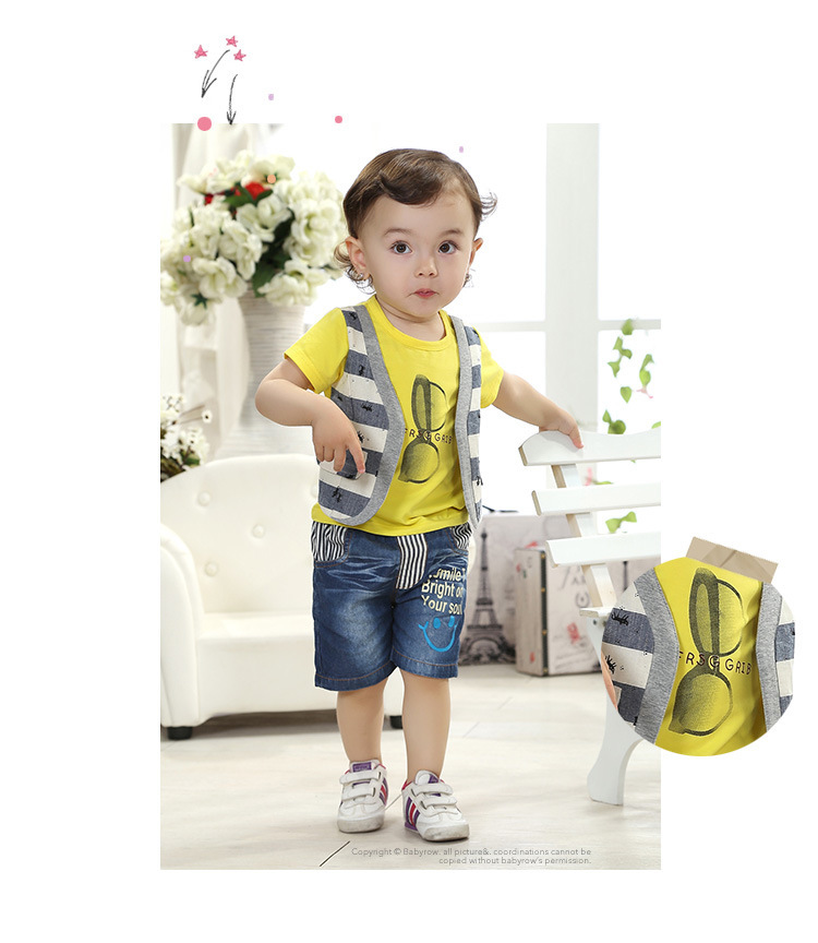 时光印记2014夏季新款<em>男童</em>女童假<em>马甲</em>短袖牛