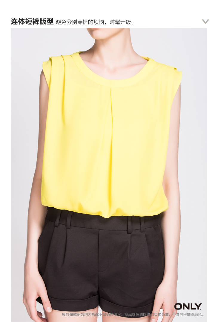 LY2014春夏新雪纺针织拼接<em>无袖连体裤短裤</em>女