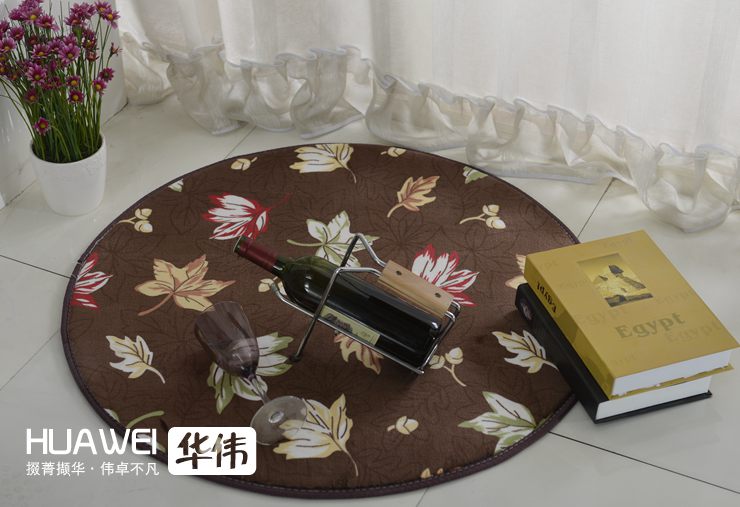 
                                        华伟圆形枫叶珊瑚绒地垫 瑜伽卧室床前电脑转椅脚垫 时尚家用田园 1.2*1.2米圆                
