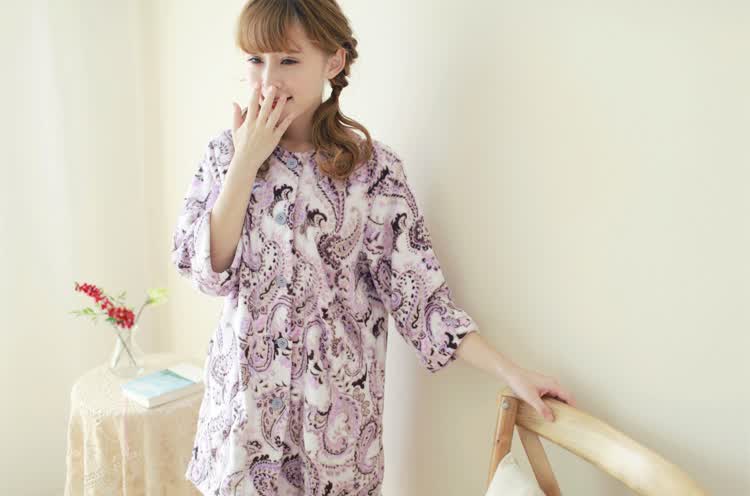 家时光 <em>女秋冬珊瑚绒睡衣</em>开衫短袍 睡裙 家居服