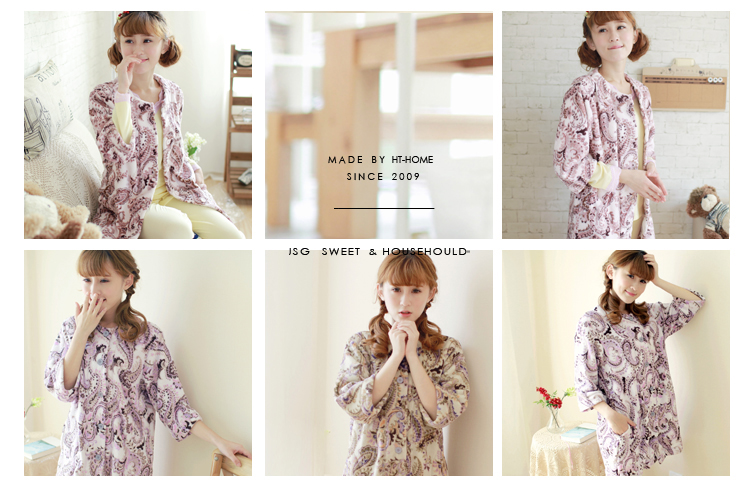 家时光 <em>女秋冬珊瑚绒睡衣</em>开衫短袍 睡裙 家居服