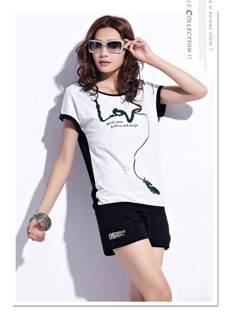 美芭莉2014新款女夏装韩版<em>短袖短裤</em>休闲运动