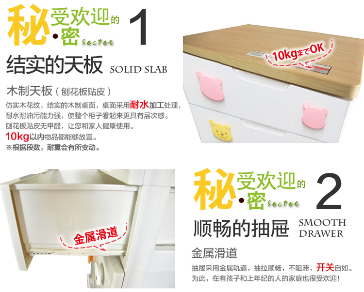 爱丽思IRIS 迪士尼儿童四层收纳柜整理柜抽屉式衣服储物柜子PHG-554