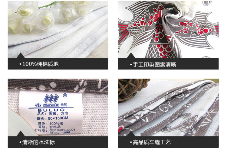 
                                        布络BuLuo中式全棉质地茶几布圆形方形实木餐桌布布艺 吉庆福鱼（可支持部分尺寸订做） 藏蓝色 70×70 cm                