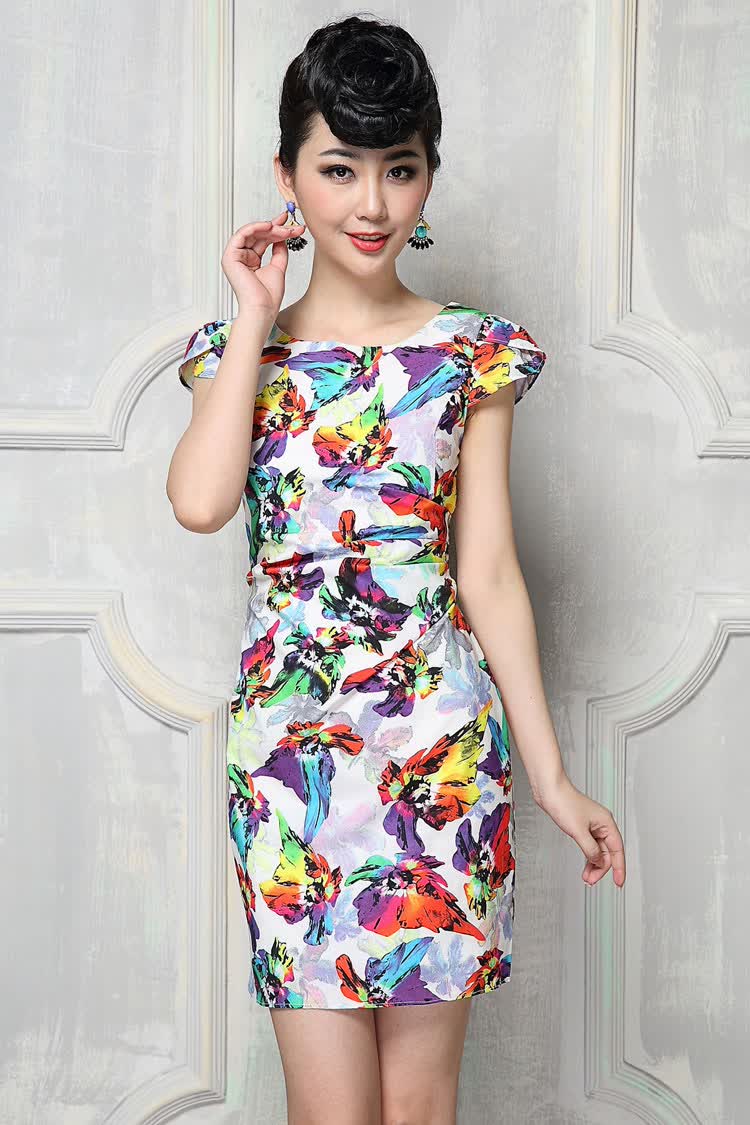 墨痕2014夏季新品欧美复古连衣裙女<em>中年</em>裙数