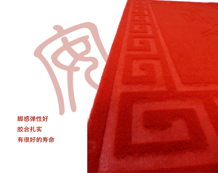 地毯先生 吉祥红出入平安门垫门厅门口地垫除尘防滑垫脚垫地毯垫子 红色 60*90CM