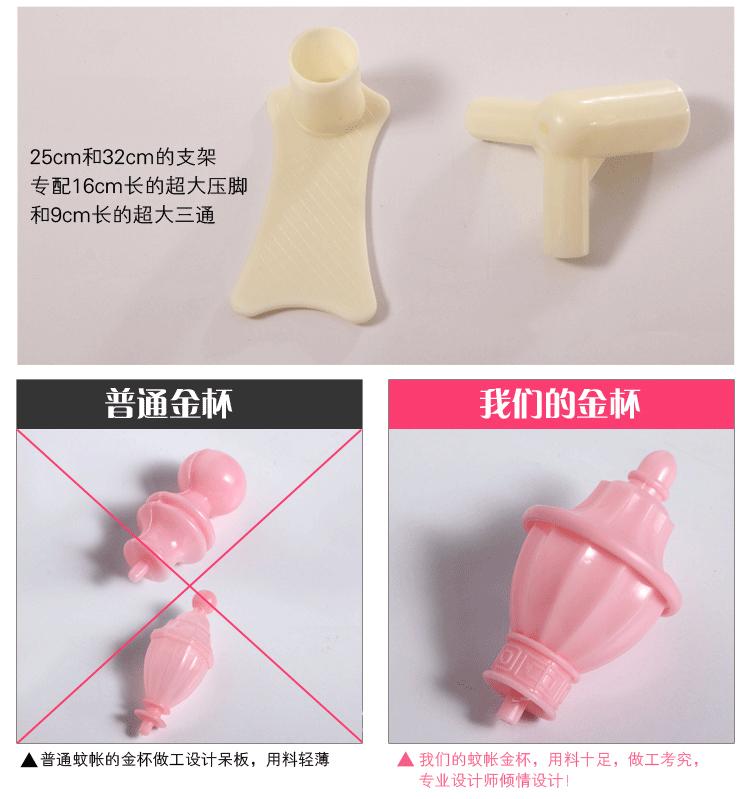 黛兰朵家纺三开门落地式22mm不锈钢方顶宫廷蚊帐 皇室风情-米黄色 2.0*2.2米床