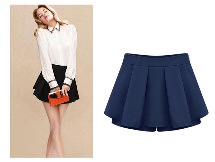 初情 夏装新品 韩版休闲中腰修身<em>显瘦短裤雪纺</em>