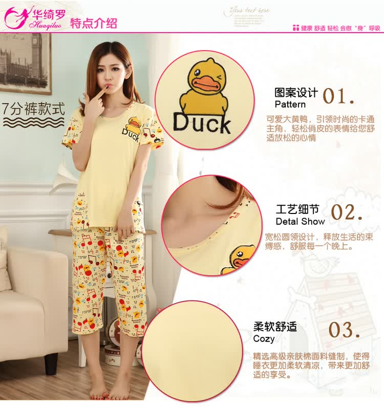 2014华绮罗夏季新款<em>睡衣</em>女士纯棉100%短袖家