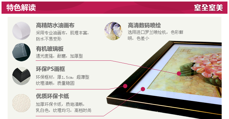 装饰画客厅现代餐厅卧室床头有框壁画挂可选花语田园英伦风格 凌波仙子 60*60cm/幅