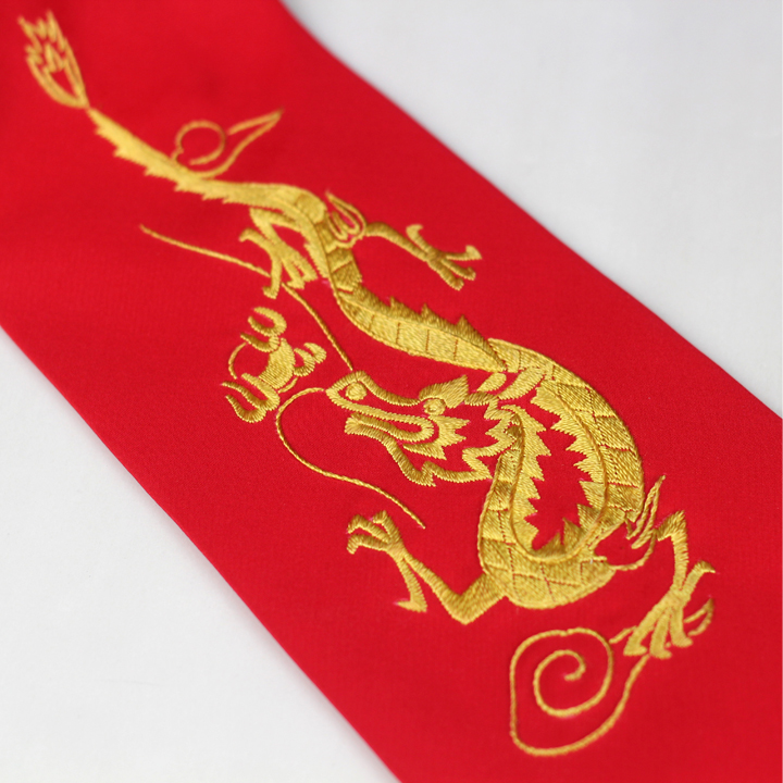 
                                        有福湘绣领带 纯手工刺绣 龙 男士尊贵礼 出国好礼 男士领带外国人纪念品 玫红                