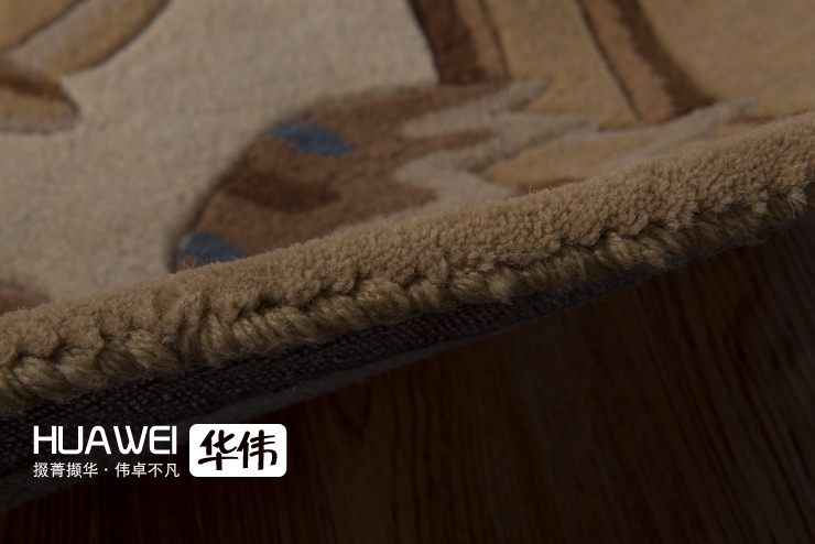 
                                        华伟手工纯羊毛地毯 客厅茶几沙发书房床边房间 时尚驼色现代欧式 140*200cm                