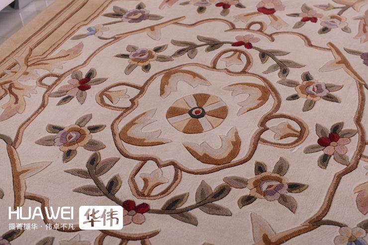 
                                        华伟手工纯羊毛地毯 客厅茶几沙发书房床边房间 时尚驼色现代欧式 140*200cm                