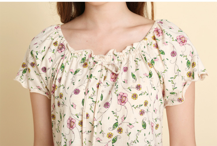 <em>顶瓜瓜</em>彩棉春夏<em>睡衣</em>女纯棉家居服全棉印花睡裙