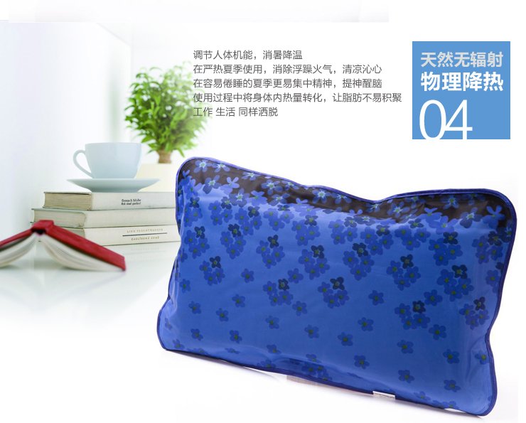 斐亚诺 夏季凉枕自充水枕头 凉席竹席好拍档 蓝色包边小注...