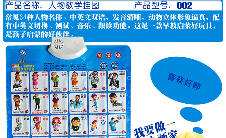 乐乐鱼有发声挂图画话早教中英文语言挂图套件