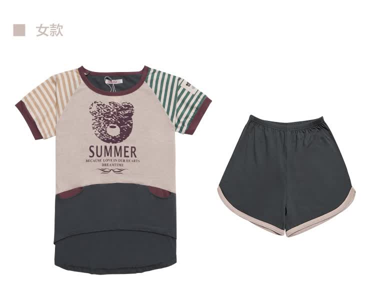 <em>梦米诺</em>夏季<em>情侣睡衣</em>女<em>纯棉</em>短袖夏日复古熊休闲
