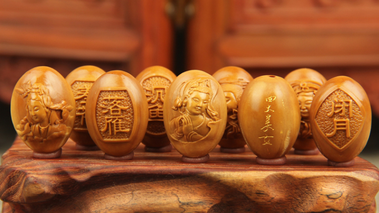 玫锦饰琳 <em>橄榄核</em>雕手串手链 四大<em>美女</em> 苏工南工