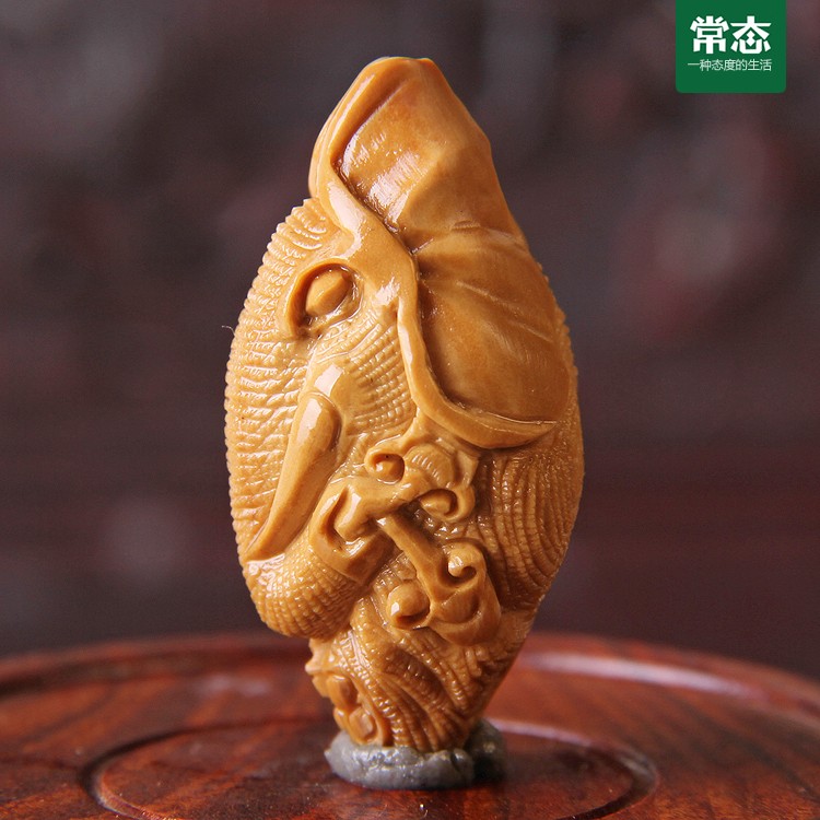 靓奈尔 瑞兽大象 吉祥如意象 橄榄核雕刻单子单