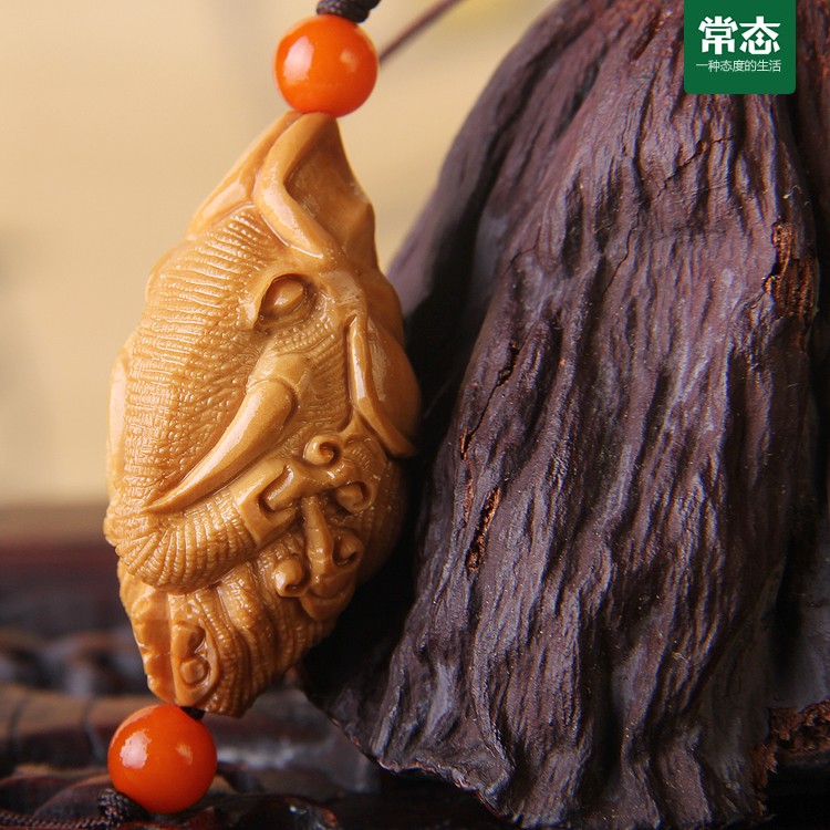 靓奈尔 瑞兽大象 吉祥如意象 橄榄核雕刻单子单
