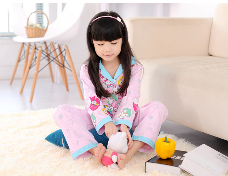 阿拉兜 <em>纯棉</em>儿童<em>睡衣</em> 针织棉<em>女童</em>秋季<em>长袖长裤</em>