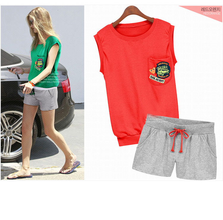 大头露2014韩版夏<em>款新款</em>休闲上衣<em>短裤</em>运动服