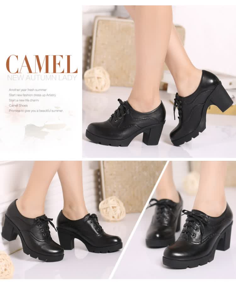 京东商城 <em>骆驼</em>(<em>CAMEL</em>)真皮<em>女士皮鞋</em>高跟鞋粗