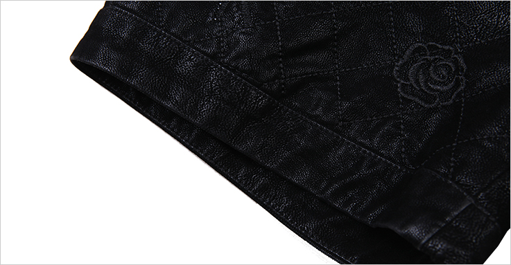 名人瑞裳冬季新品女装OL时尚纤腰<em>水洗</em>PU刺绣