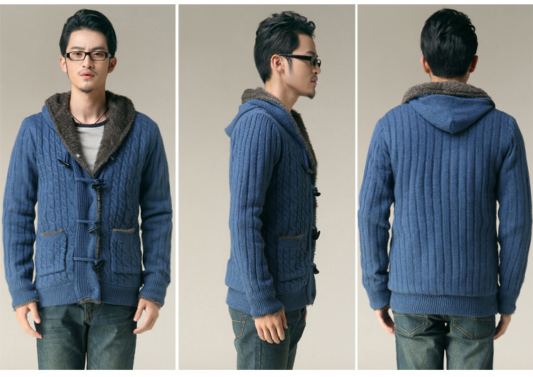 CSOHO 2014新品男士加绒加厚<em>开衫毛衣男</em>连