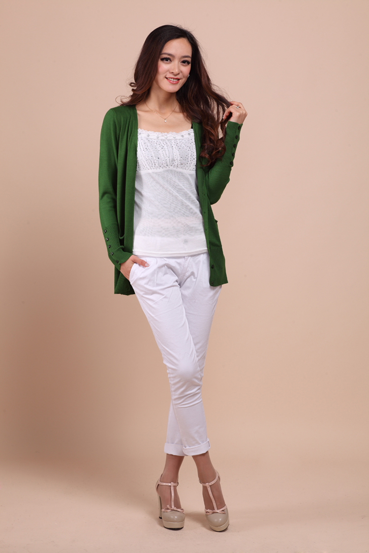 淘特<em>暖</em>2014春装新款女装<em>羊绒</em>衫带兜<em>开衫</em> V领