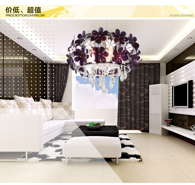 金盛马 现代简约 紫色时尚 三头欧式田园餐厅吊灯6201 吸顶式