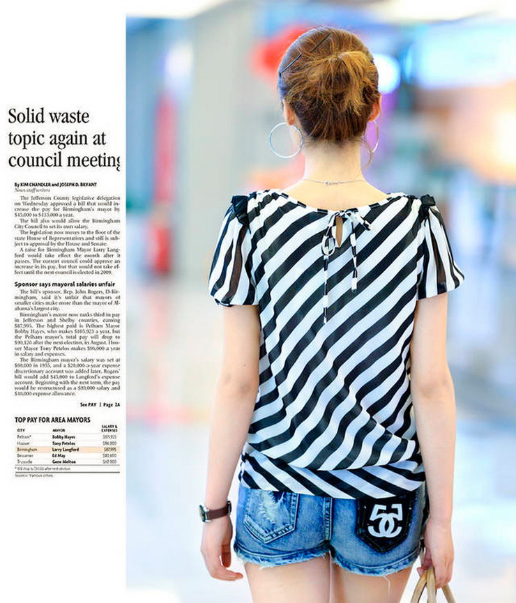 Korea, Gloria 2015 new summer women need snow streaks woven shirts short-sleeved T-shirt Han version graphics thin European limited by Ms. V clothing for black-and-white striped XXXL pictures, price, brand platters! Elections are good character, the national distribution, so why buy now enjoy more preferential! Health