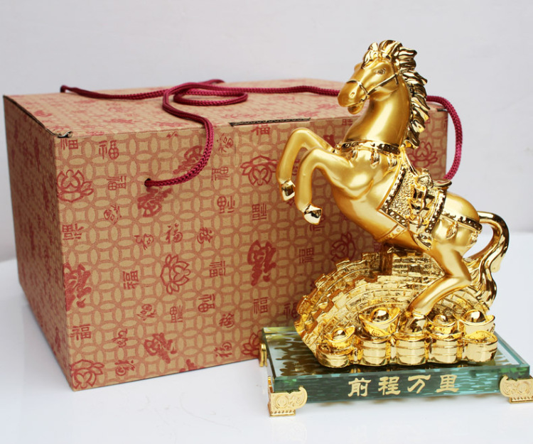 
                                        聚善缘 风水马工艺摆件 马上发财 马上有钱  马年吉祥物 开业礼品 马摆件 土豪金马28*16*40                