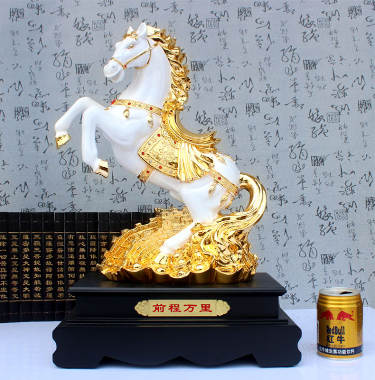 
                                        聚善缘 风水马工艺摆件 马上发财 马上有钱  马年吉祥物 开业礼品 马摆件 土豪金马28*16*40                