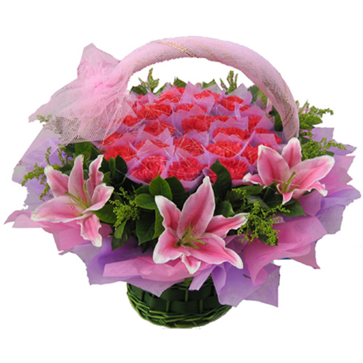 祝福精品手提花篮 商务探望鲜花速递生日礼品